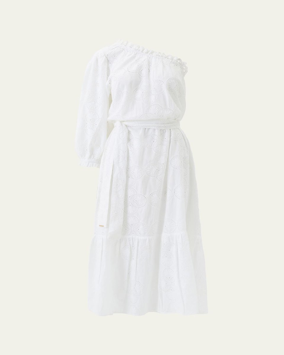 Autumn Asymmetric Eyelet Maxi Dress